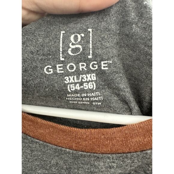 George Mens Baseball Shirt Size 3XL Gray Long Sleeve - Picture 3 of 10